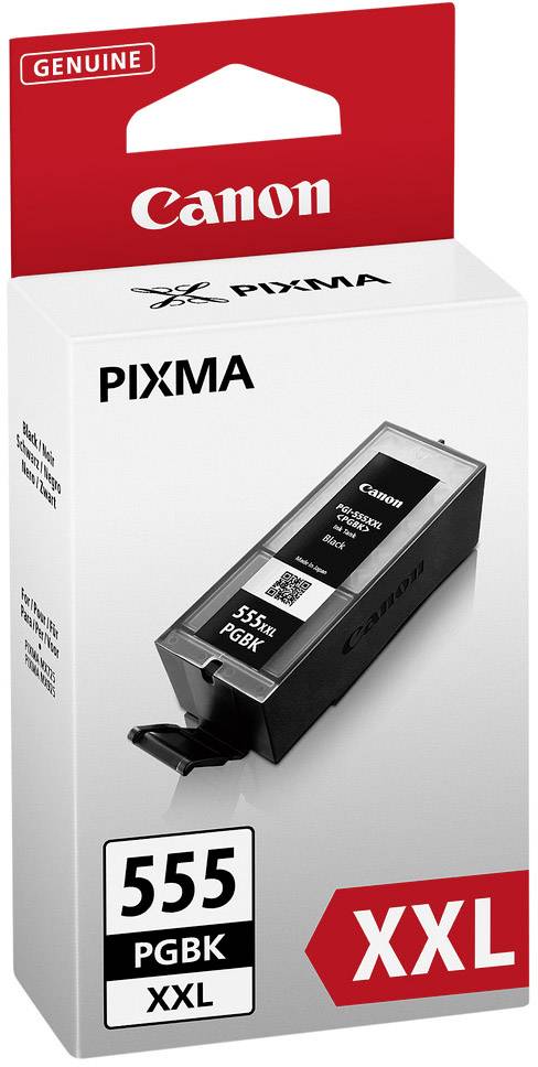 Canon PIXMA XXL inkoustová kazeta 555 PGBK v černé barvě, vhodná pro tiskárny Canon. Balení zobrazuje kazetu a logo Canon.