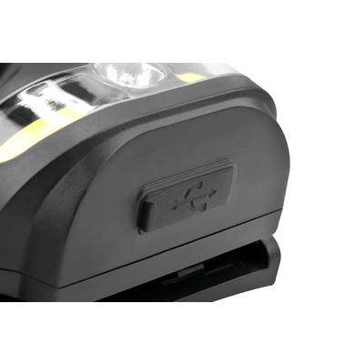 Černé elektronické zařízení s jedním oddílem a posuvným mechanismem. Na zařízení je umístěn symbol USB.