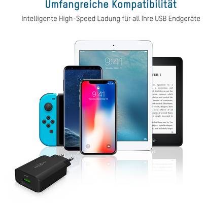 Nabíječka a elektronická zařízení jako smartphone, tablet, e-čtečka a herní konzole. Text nahoře: 'Rozsáhlá kompatibilita'