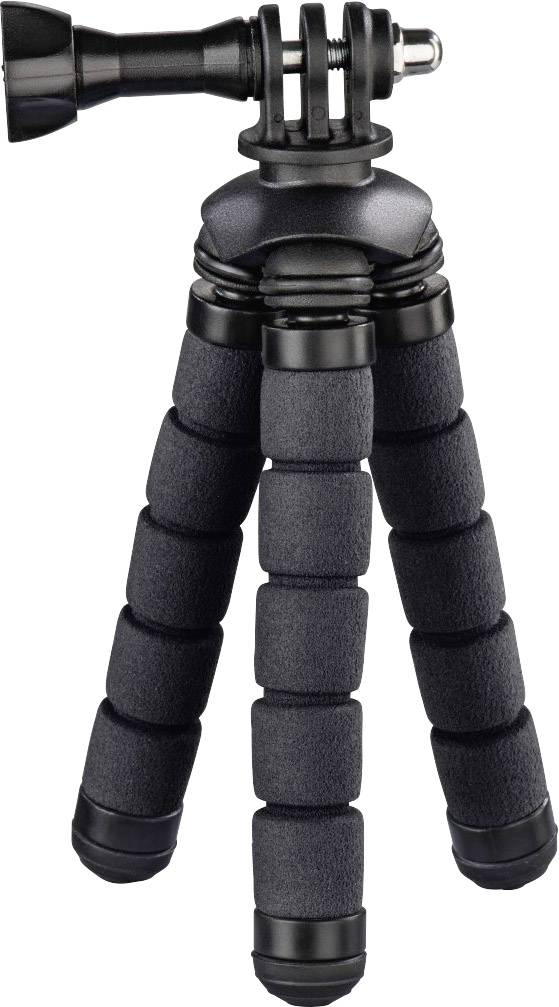 Flexibilní černý stativ s nastavitelnými nohami, vhodný pro fotoaparáty nebo mobilní zařízení. Ideální pro natáčení na nerovném terénu.