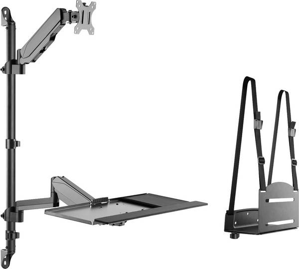 <br>  Digitus<br>  DA-90372<br>  <br>  držák na zeď pro monitor<br>  1 Displej: (s)<br>  43,2 cm (17") - 81,3 cm (32")<br>  černá<br>  nastavitelná výška, nakláněcí, naklápěcí, naklápěcí, nakláněcí, otočný, otočný, odkládací místo na klávesnici<br>