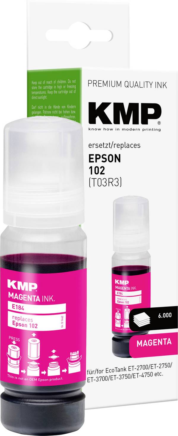 KMP Ink refill náhradní Epson 102, T03R3 kompatibilní  purppurová 70 ml E184 1642,0006