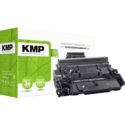 Tonerová kazeta a balení značky KMP, vhodné pro tiskárny HP a Canon, s 36měsíční zárukou a 100% kompatibilitou.