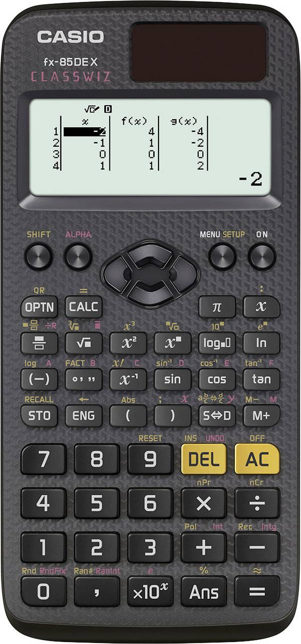 Casio FX-85DEX  školní počítač, displej (počet míst) 12, solární napájení, na baterii, černá