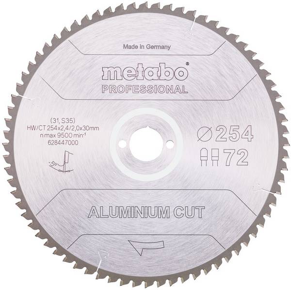 Metabo ALUMINIUM CUT PROFESSIONAL 628447000 pilový kotouč   254 x 30 x 2 mm Počet zubů (na palec): 72 1 ks