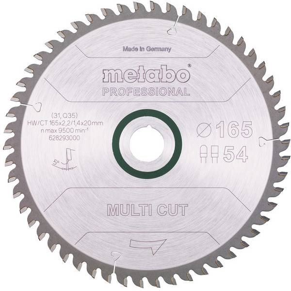 Metabo MULTI CUT PROFESSIONAL 628293000 pilový kotouč   165 x 20 x 1.4 mm Počet zubů (na palec): 54 1 ks
