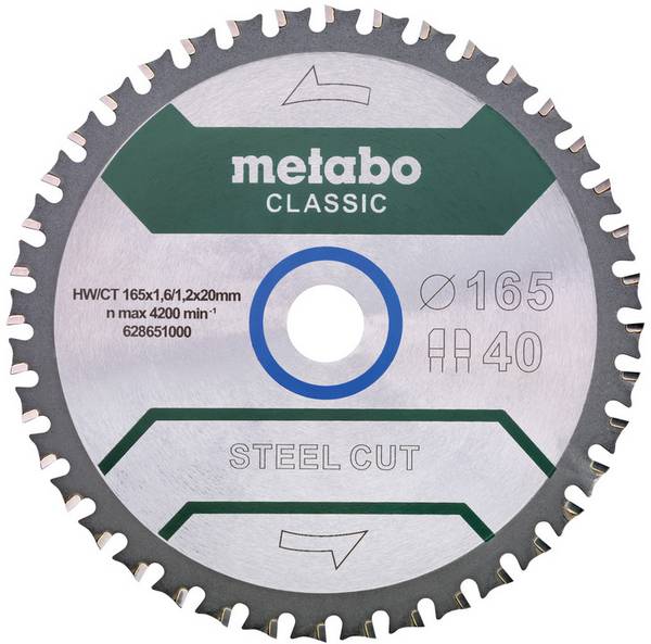 Metabo STEEL CUT CLASSIC 628651000 pilový kotouč   165 x 20 x 1.2 mm Počet zubů (na palec): 40 1 ks