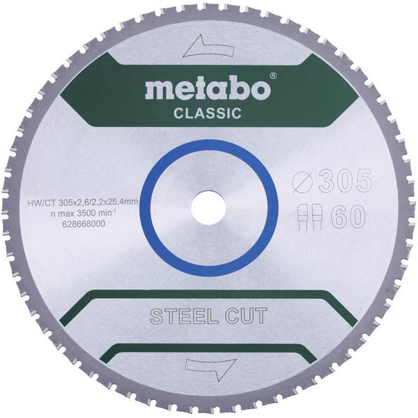 Metabo STEEL CUT CLASSIC 628668000 pilový kotouč   305 x 25.4 x 2.2 mm Počet zubů (na palec): 60 1 ks