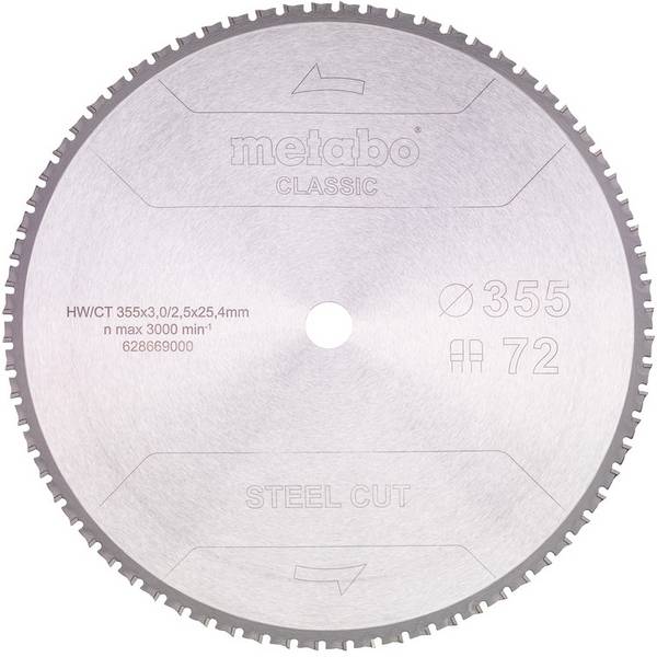 Metabo STEEL CUT CLASSIC 628669000 pilový kotouč   355 x 25.4 x 2.5 mm Počet zubů (na palec): 72 1 ks