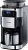 Severin Filterkaffeemaschine mit Mahlwerk und Edelstahl-Thermokanne, kávovar černá, nerezová ocel kartáčovaná připraví šálků najednou=8 displej, termoska, s mlýnkem, funkce časovače, funkce uchování teploty, s funkcí filtrování kávy