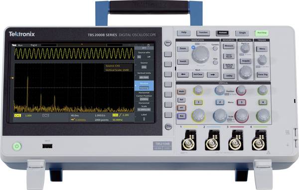 Tektronix TBS2104B digitální osciloskop Kalibrováno dle (DAkkS), 100 MHz, 2 GSa/s, 8 Bit, 1 ks, TBS2104B