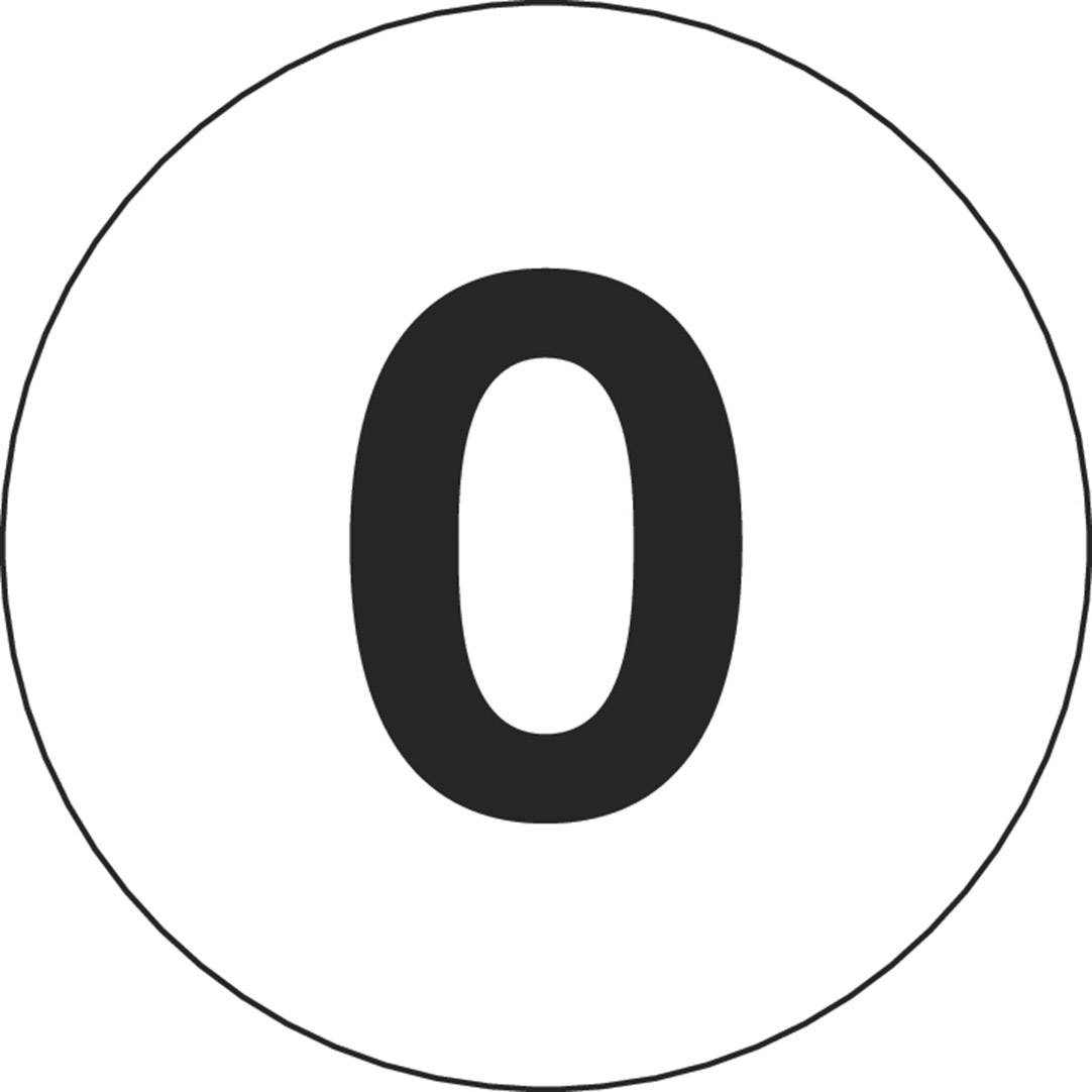 Obrázek zobrazuje číslo '0' černým písmem na bílém kruhovém pozadí.