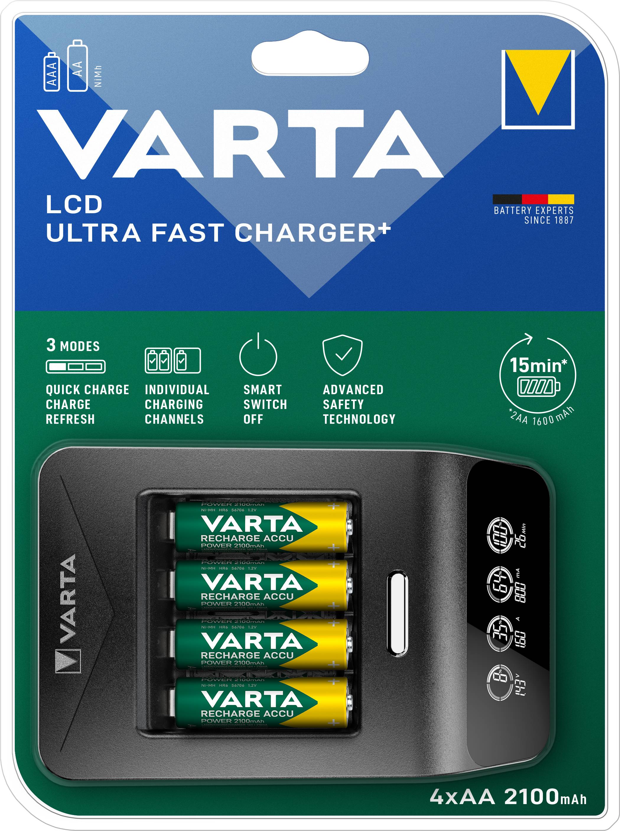 Varta LCD Ultra Fast Ch.+ 4x 56706 nabíječka akumulátorů NiMH AAA, AA-4