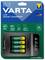 Na obrázku je zobrazen VARTA LCD Smart Charger+ včetně čtyř akumulátorů AA. Obal zdůrazňuje rychlé nabíjení a inteligentní vypínání.