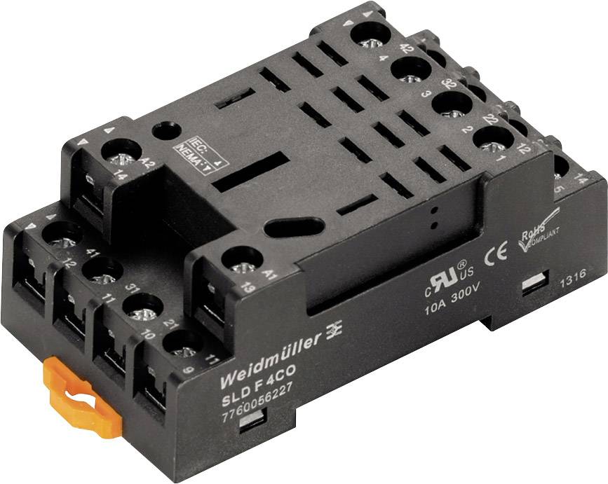 Weidmüller SLD F 4CO patice pro relé zásuvné, Weidmüller řada D-SERIES DRL , (d x š x v) 30 x 44 x 84.6 mm, 10 ks