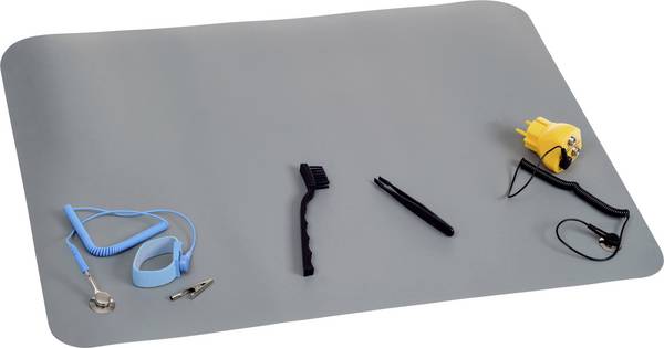 Quadrios  sada ESD podložky na stůl šedá (d x š) 650 mm x 500 mm
