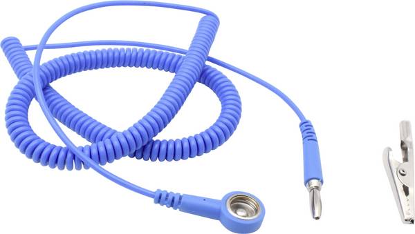 Quadrios  ESD zemnicí kabel   3.60 m tlačítko 10 mm, zástrčka, krokosvorka