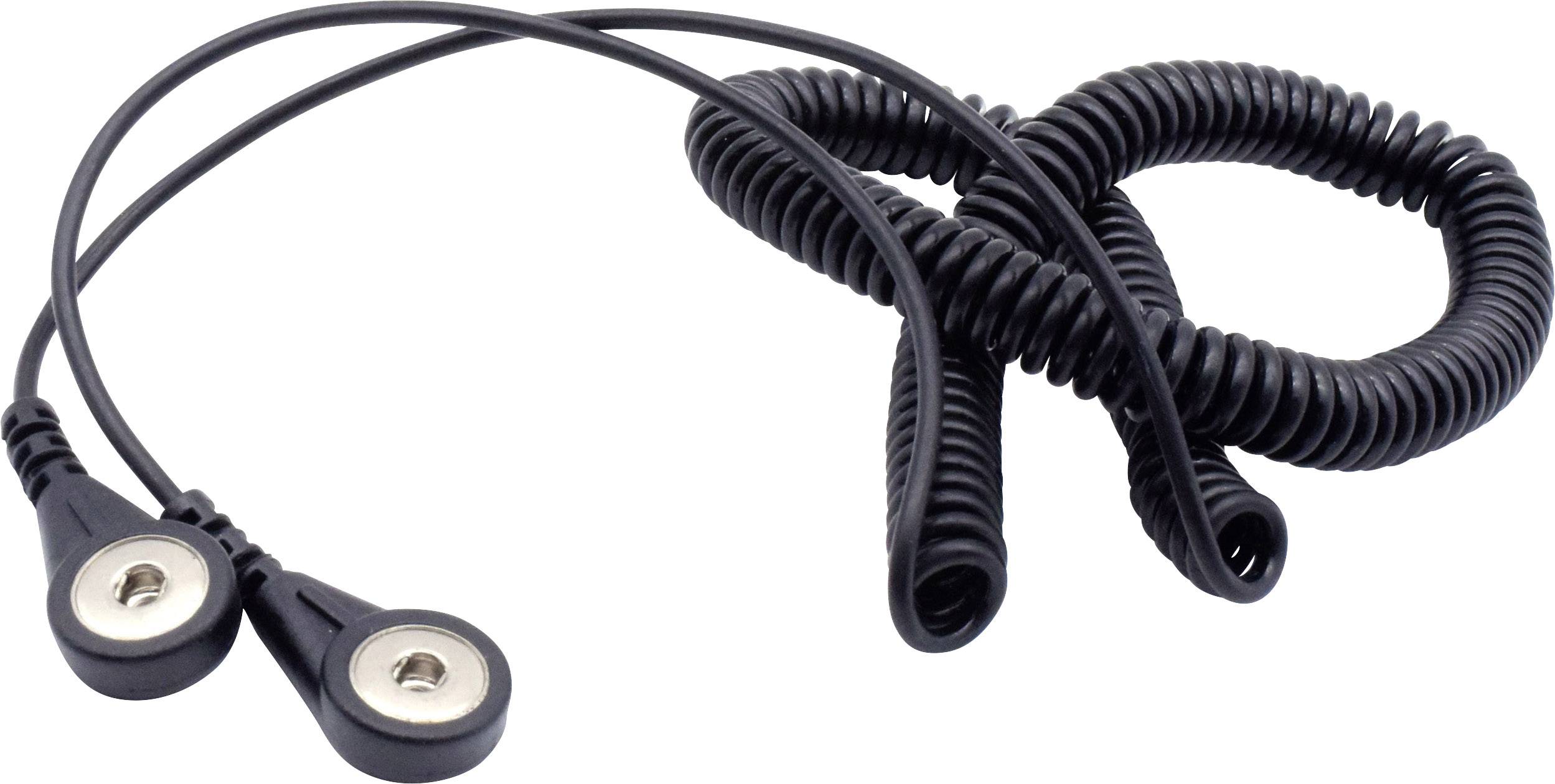 Elektrický kabel se dvěma kulatými konektory a spirálovým vedením, často používaný pro lékařské přístroje.