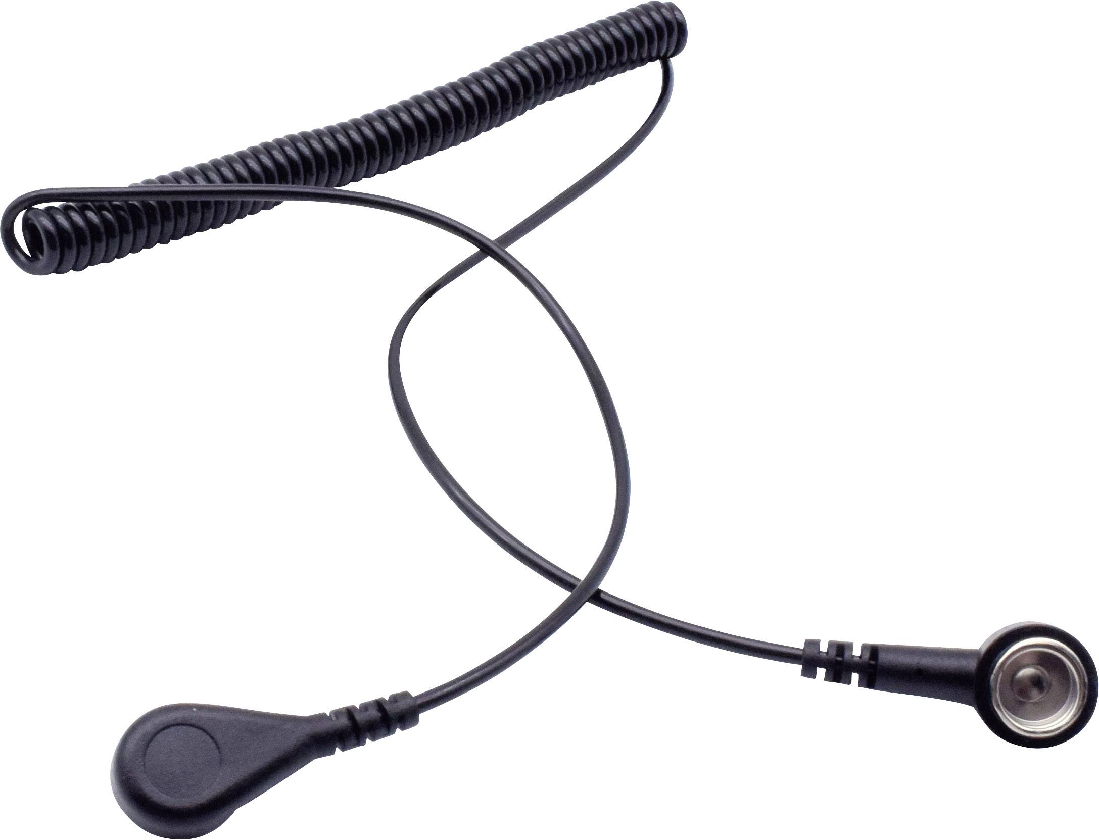 Černý spirálovitý kabel se dvěma konektory na koncích leží křížem na bílém povrchu.