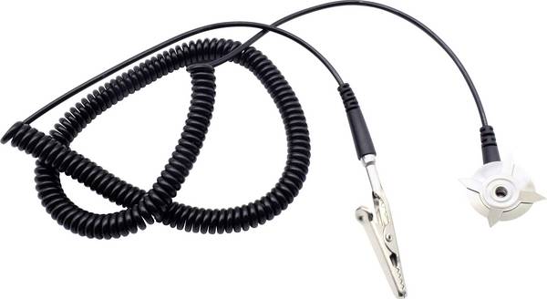 Quadrios  ESD zemnicí kabel   3.00 m svorka, tlačítko 10 mm, zástrčka, krokosvorka