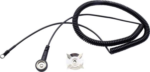 Quadrios  ESD zemnicí kabel   3.00 m svorka, tlačítko 10 mm, přípojka s kabelovým očkem