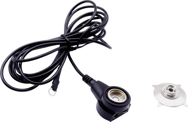 Quadrios  ESD zemnicí kabel   1.80 m svorka, tlačítko 10 mm, přípojka s kabelovým očkem