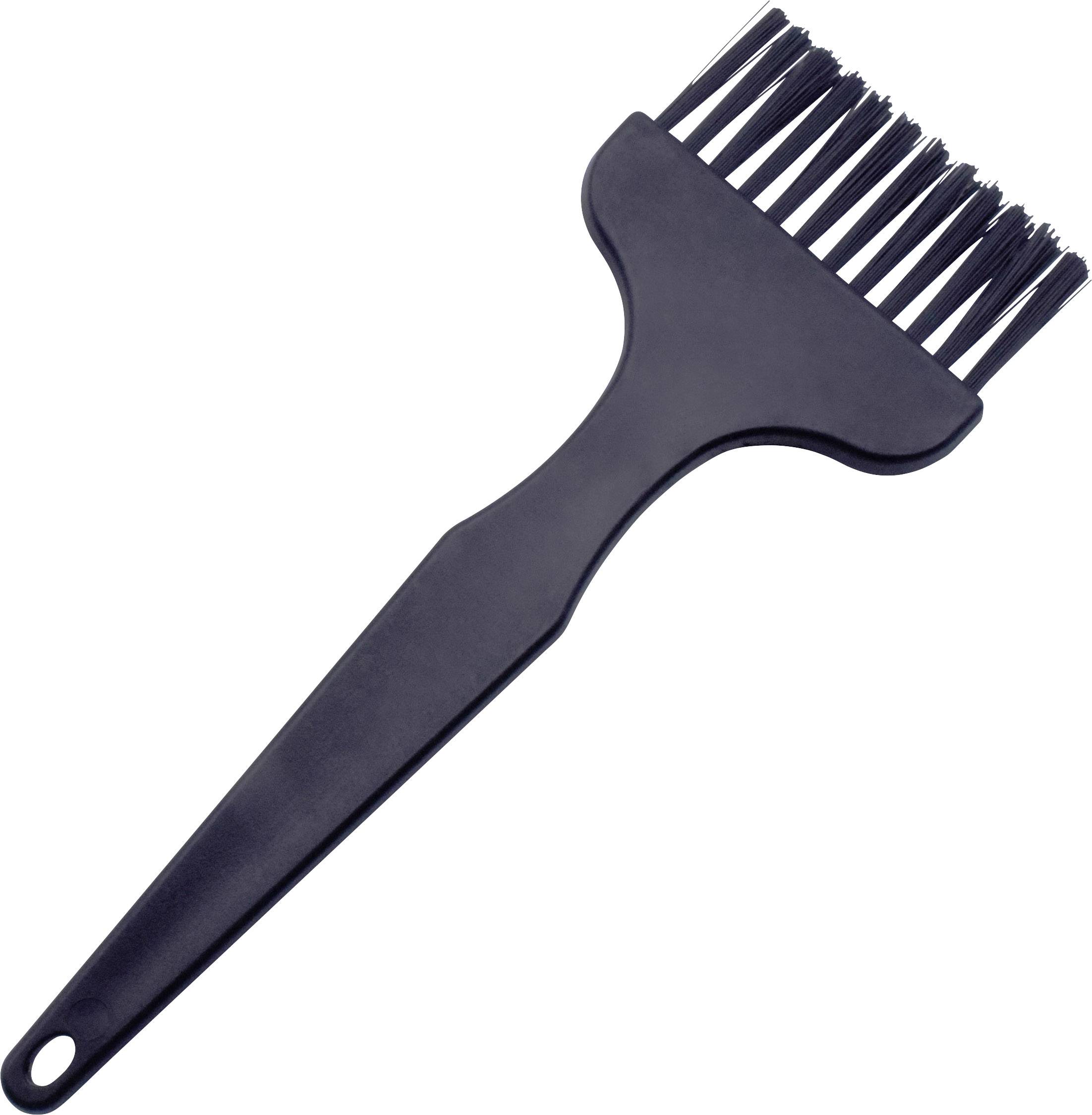Černý plastový kuchyňský štětec, často používaný na potírání těsta nebo marinování masa.