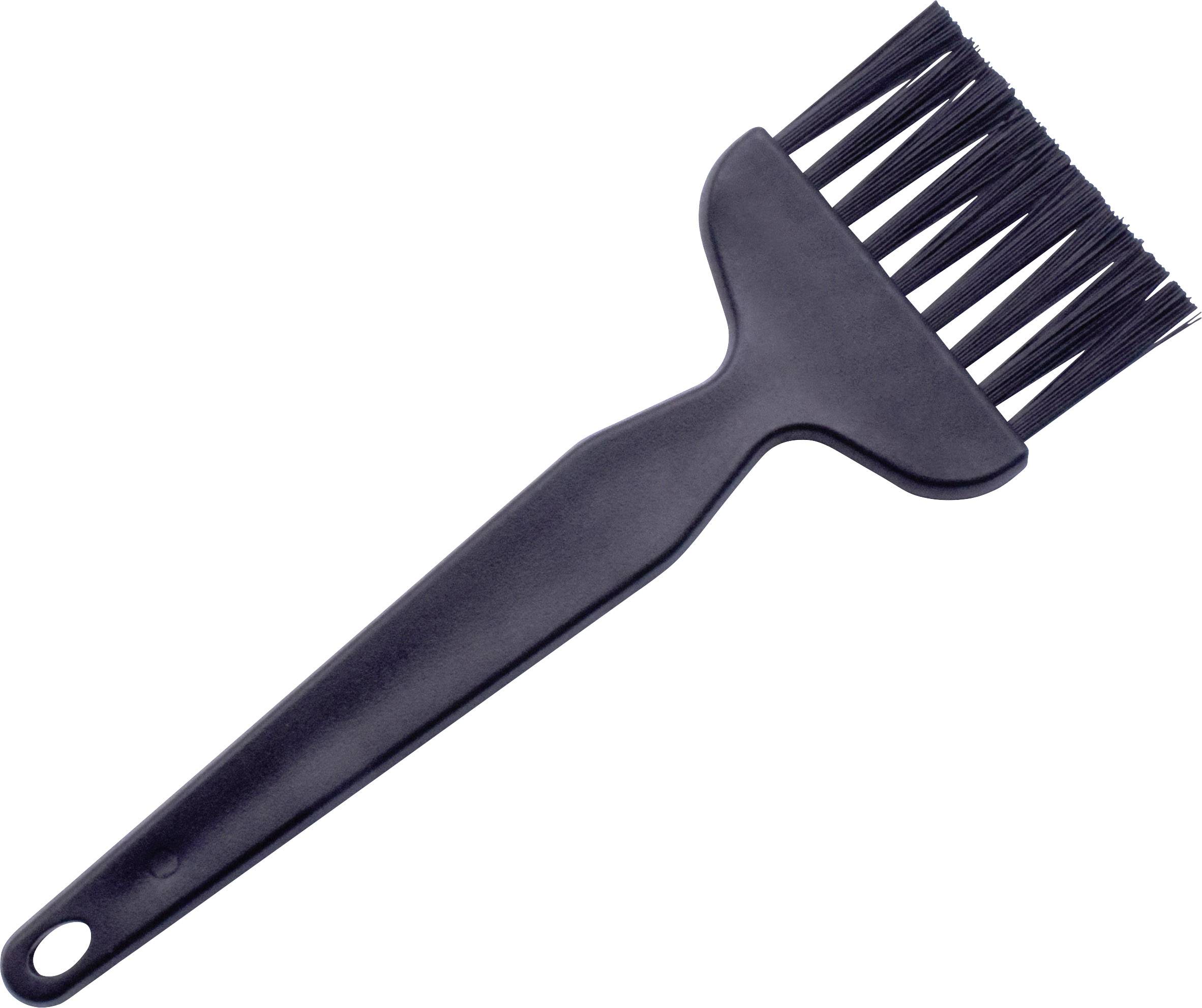 Černý kuchyňský štětec s plastovými štětinami a ergonomickou rukojetí, ideální pro potírání pečiva nebo masa marinádou.