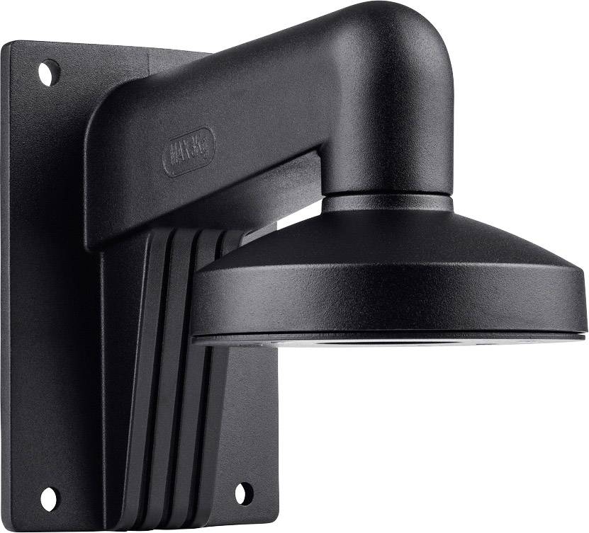 Černé venkovní nástěnné svítidlo s obdélníkovým držákem na stěnu a klenutým stínítkem, vhodné pro venkovní osvětlení.