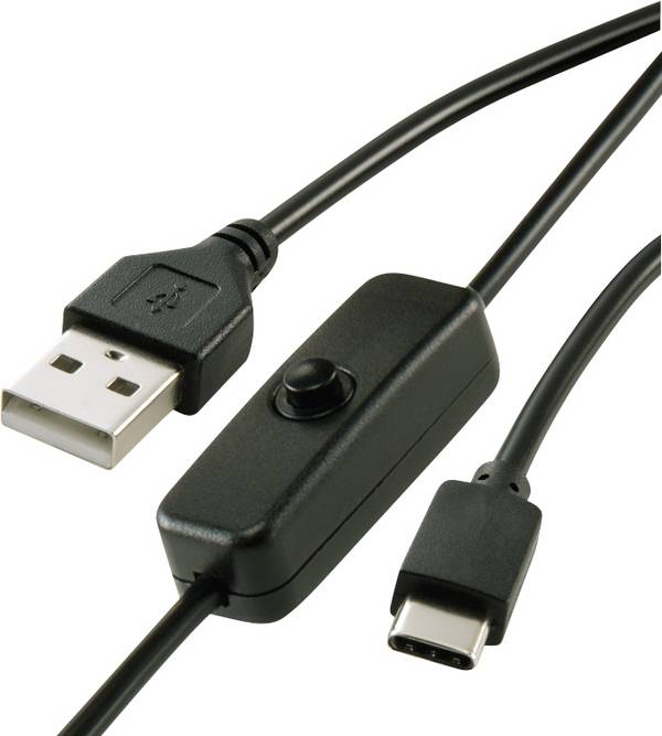 Renkforce  Napájecí kabel Raspberry Pi® [1x USB 2.0 zástrčka A - 1x USB-C® zástrčka] 1.00 m černá vč. vypínače