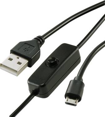 Renkforce  Napájecí kabel Raspberry Pi®, BBC micro:bit [1x USB 2.0 zástrčka A - 1x micro USB 2.0 zástrčka B] 1.00 m černá vč. vypínače