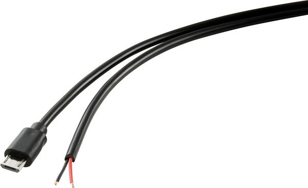 TRU COMPONENTS  Napájecí kabel Raspberry Pi®, BBC micro:bit [1x micro USB 2.0 zástrčka B - 1x kabel s otevřenými konci] 1.00 m černá