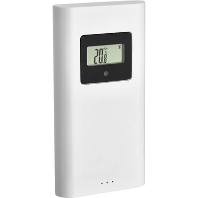 Bílý digitální teploměr ukazuje na displeji 20°C.