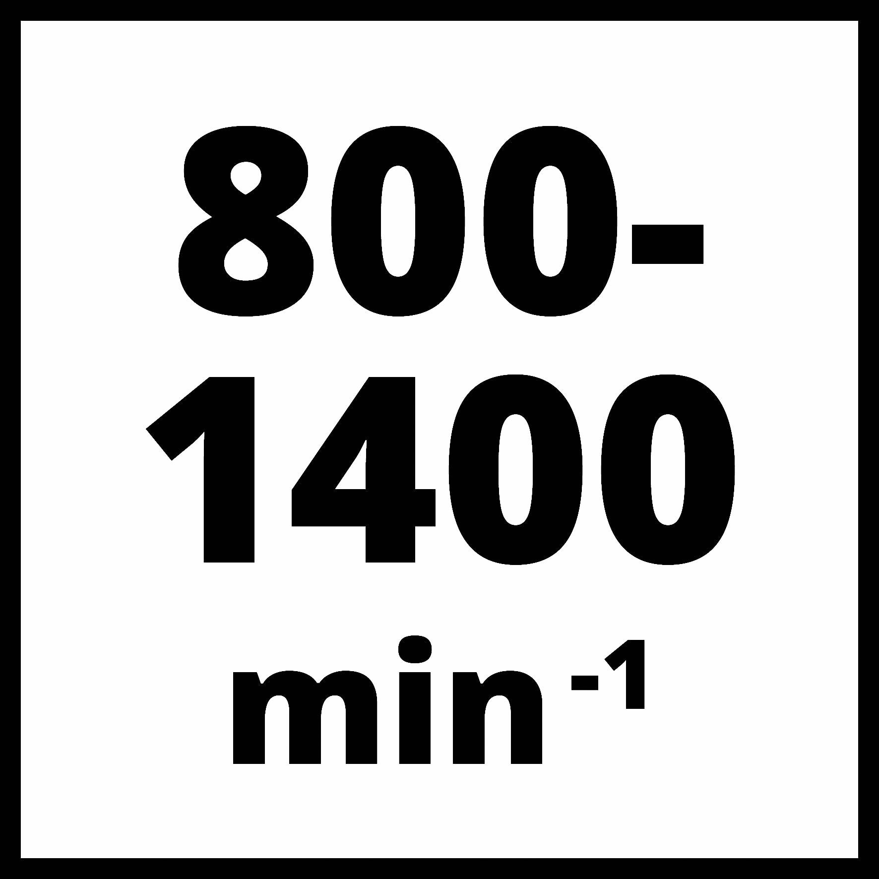 '800-1400 min⁻¹' Text černým písmem na bílém pozadí.