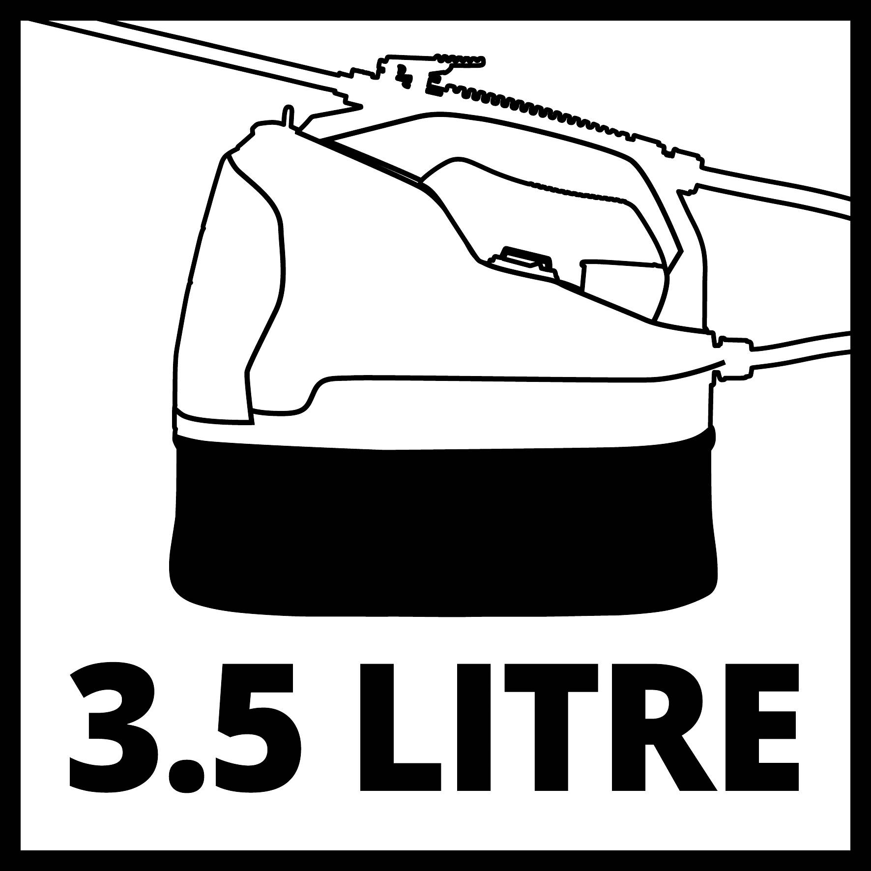 Černobílá grafika elektrické varné konvice s nápisem „3,5 LITRU" pod ní, pravděpodobně označující její objem.