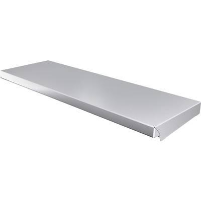 Kovový paralelogramový box ze stříbra, podobný konstrukčnímu dílu nebo krytu.