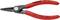 Červené kleště KNIPEX, model 48 11 J0, určené pro pojistné kroužky o průměru 8-13 mm, vyrobené v Německu. Mají štíhlé, špičaté čelisti.