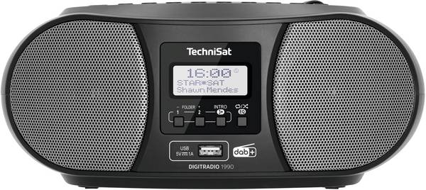 TechniSat DIGITRADIO 1990 0000/3952 rádio s CD, DAB+, FM, AUX, Bluetooth, CD, USB, s USB nabíječkou, funkce alarmu, černá