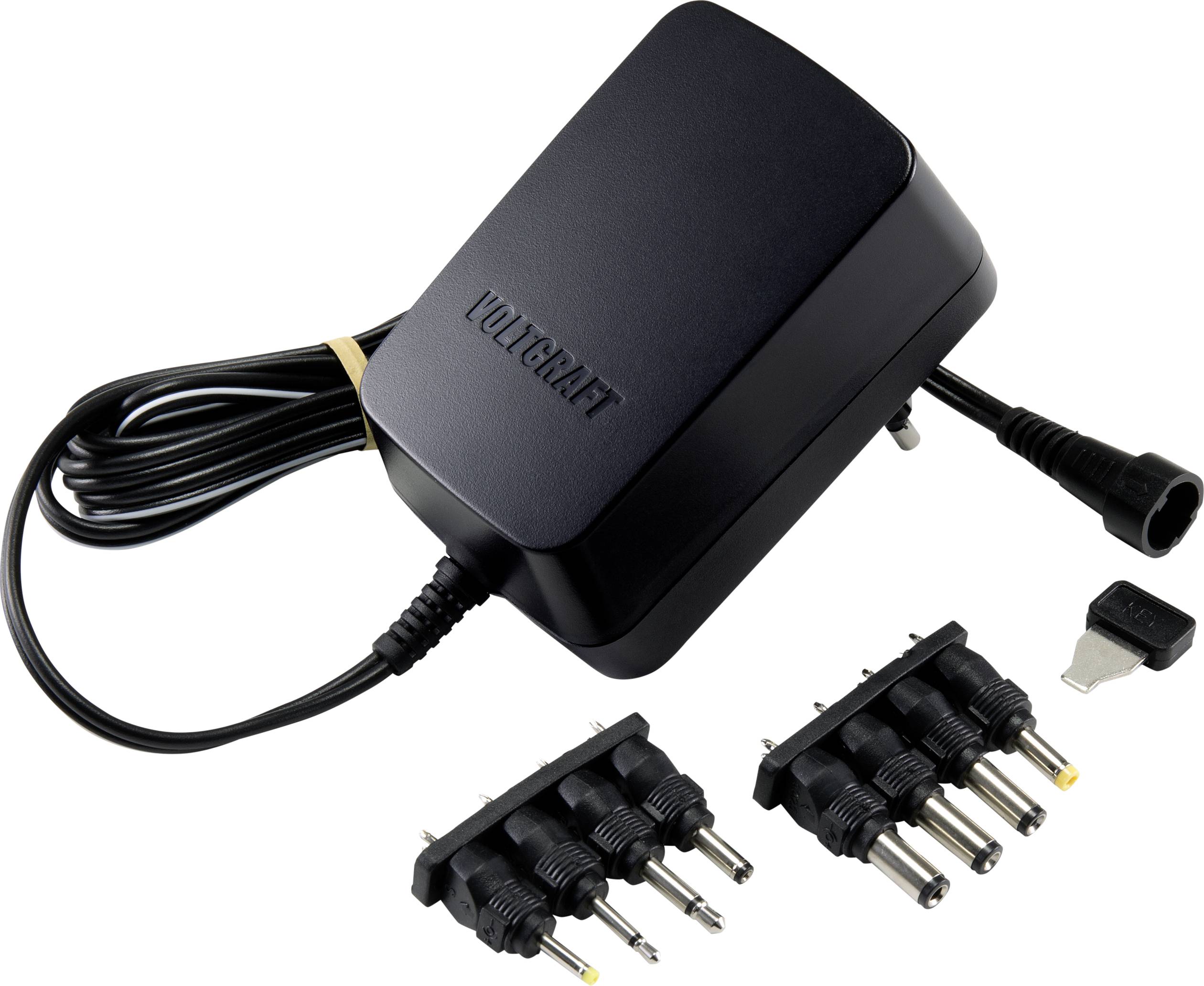 VOLTCRAFT USPS-2250N zásuvkový napájecí adaptér s redukcemi, nastavitelný, 3 V/DC, 4.5 V/DC, 5 V/DC, 6 V/DC, 7.5 V/DC, 9