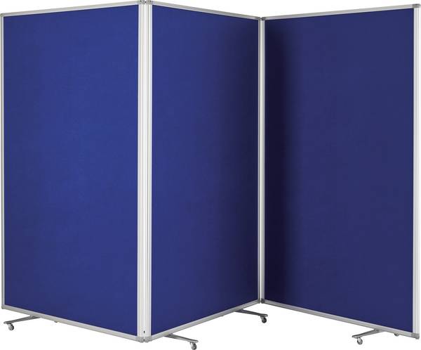 magnetoplan prezentační stěna large (š x v) 3610 mm x 1800 mm plsť královská modrá  oboustranně použitelné, nástěnka, skládací, včetně koleček 1112003