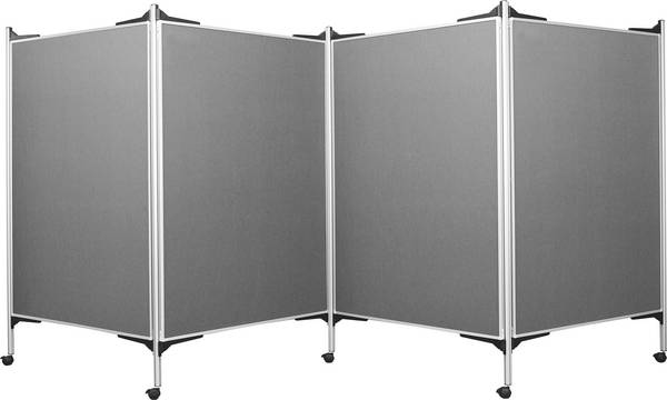 magnetoplan prezentační stěna mobil SET 2 (š x v) 1200 mm x 1500 mm plsť šedá oboustranně použitelné, skládací, nástěnka 1101007