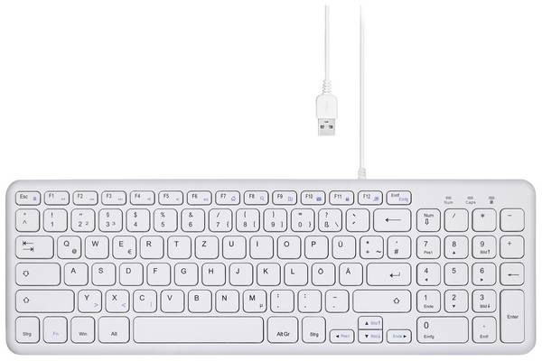 Perixx PERIBOARD-213 DE W USB klávesnice německá, QWERTZ bílá Tiché klávesy