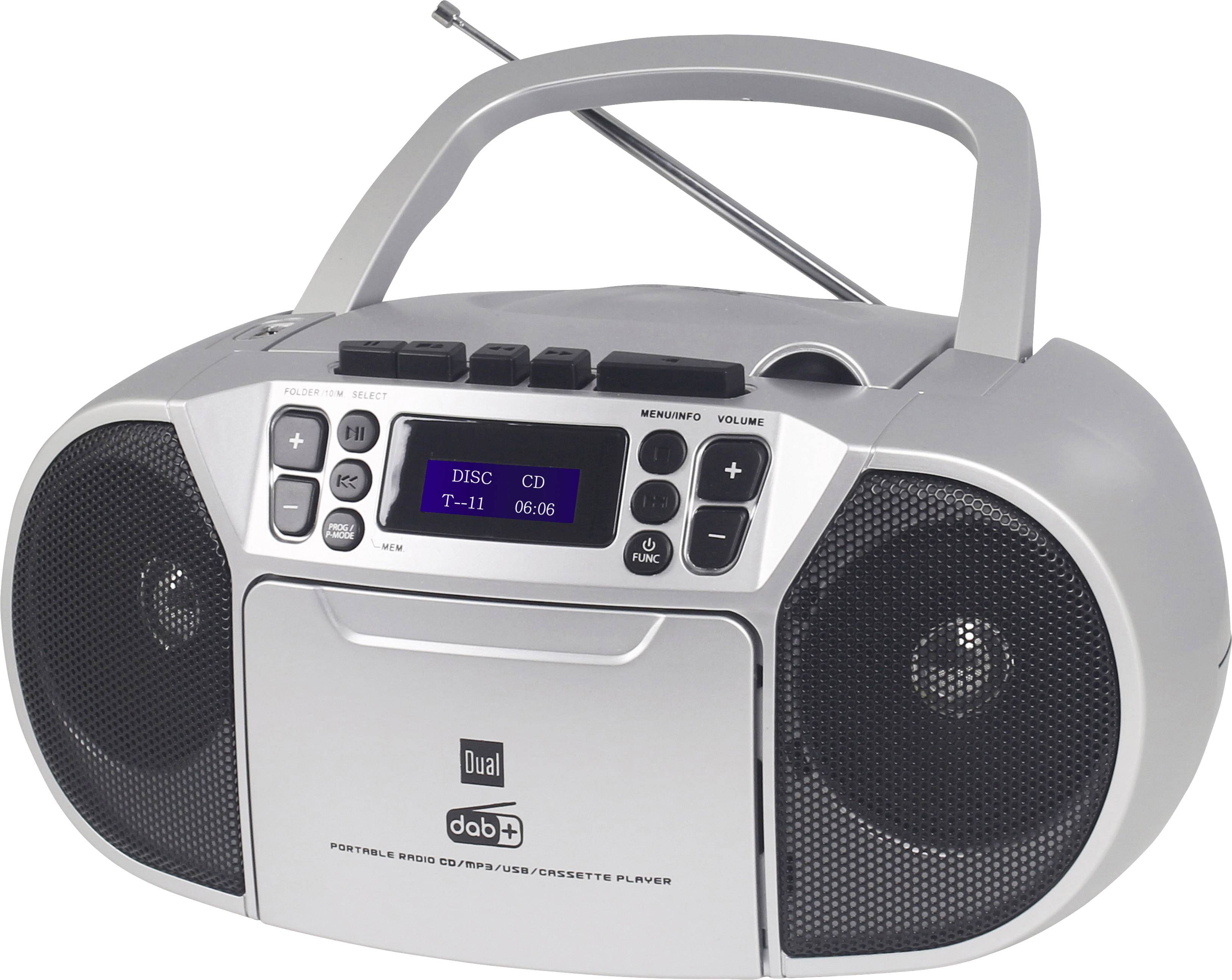 Dual Dab P 210 Boombox Rádio S Kazetovým Přehrávačem Dab Fm Cd Kazeta Aux Stříbrná Conradcz 7583