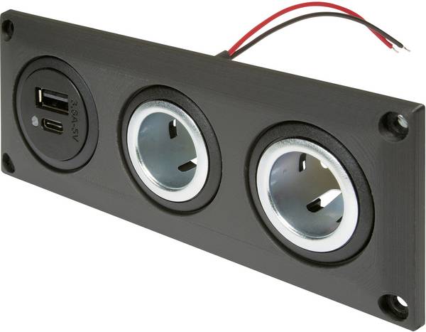 ProCar Vestavná zásuvka s USB-C/A dvojitá zásuvka + 2 power zásuvky Proudová zatížitelnost (max.)=20 A   12 V, 24 V