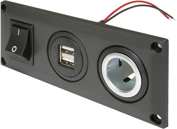 ProCar Vestavná zásuvka s USB A dvojitý zásuvky spínatelné + 1 napájecí zásuvka Proudová zatížitelnost (max.)=20 A   12 V, 24 V
