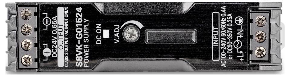 Černý napájecí adaptér s technickými specifikacemi: 'Výstup: DC24V 0,6A' a 'Vstup: AC100-240V 50/60Hz 0,4A'.