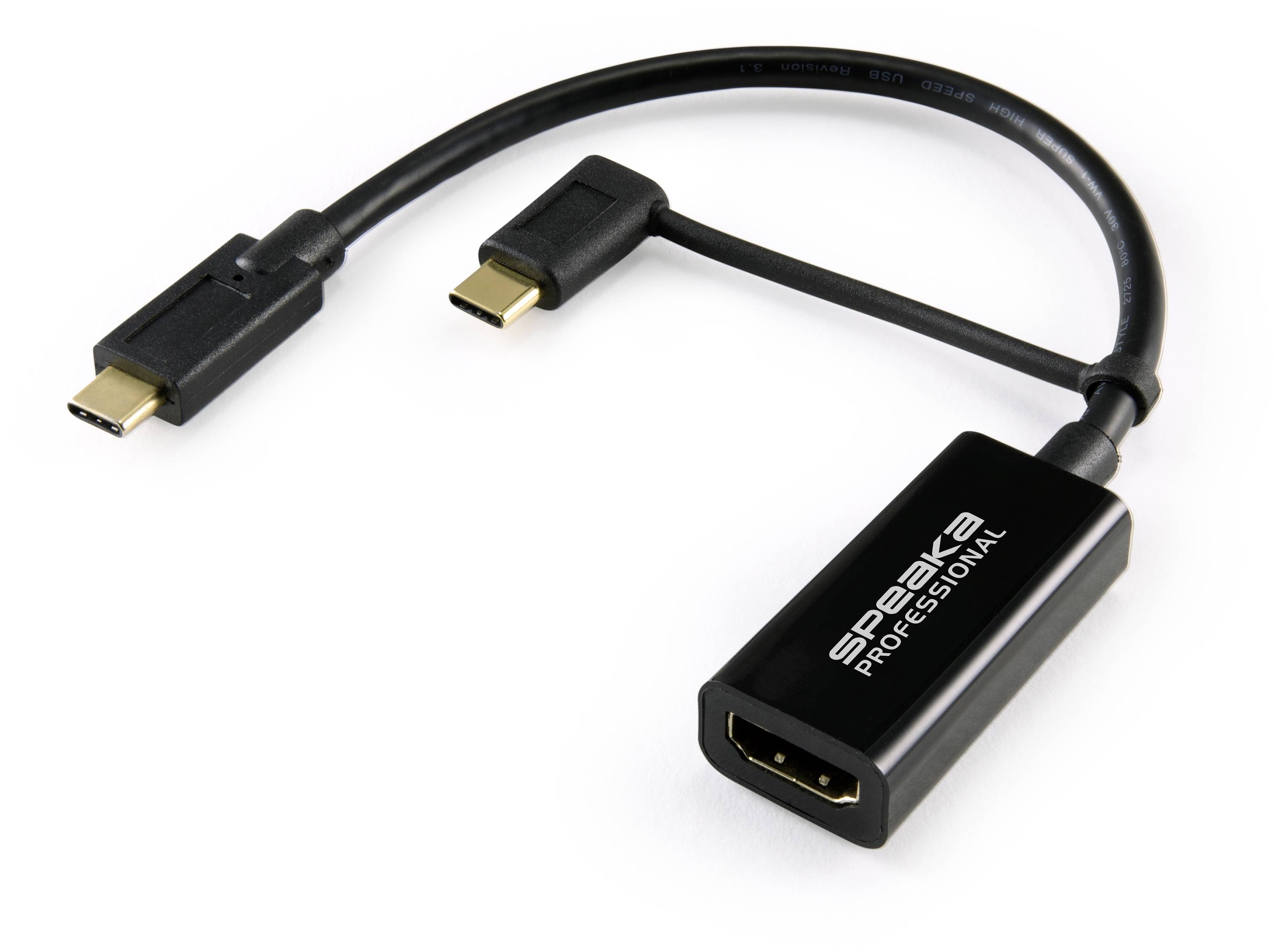 HDMI adaptační kabel se dvěma konektory: USB-C a Mini-DisplayPort. Ideální pro digitální připojení mezi zařízeními.