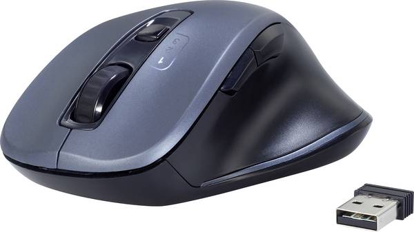 Renkforce  optická ergonomická myš, přenos Bluetooth®, bezdrátový, 7 tlačítko, 1600 dpi, šedá