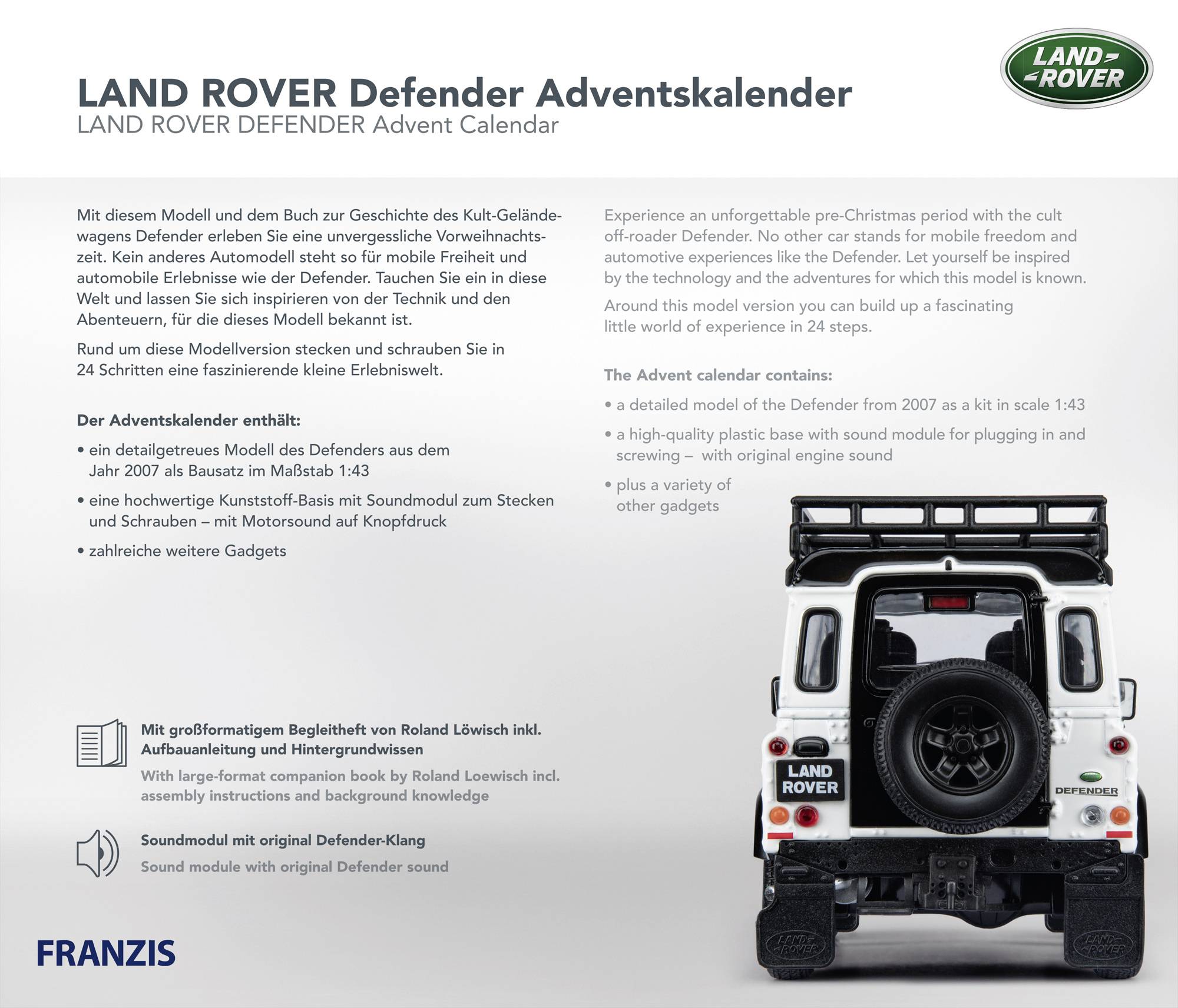 Franzis Verlag Land Rover Defender stavebnice, elekronika, technologie adventní kalendář Věkové kategorie od 14 let-1