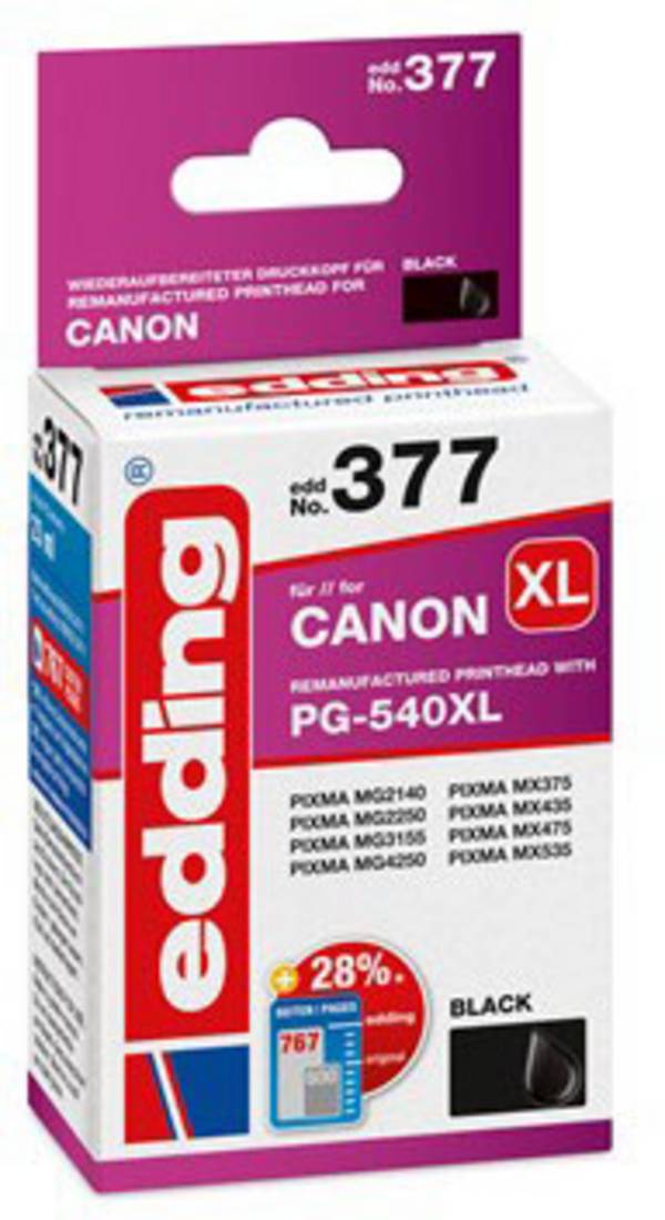 Edding Ink náhradní Canon PG-540 XL kompatibilní  černá EDD-377 18-377